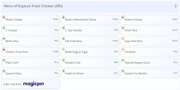 Rapture Fried Chicken (Rfc) menu 