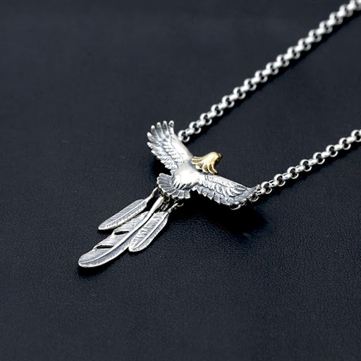 Title 2, S925 Thai Silver Feather Eagle Pendant Creative...