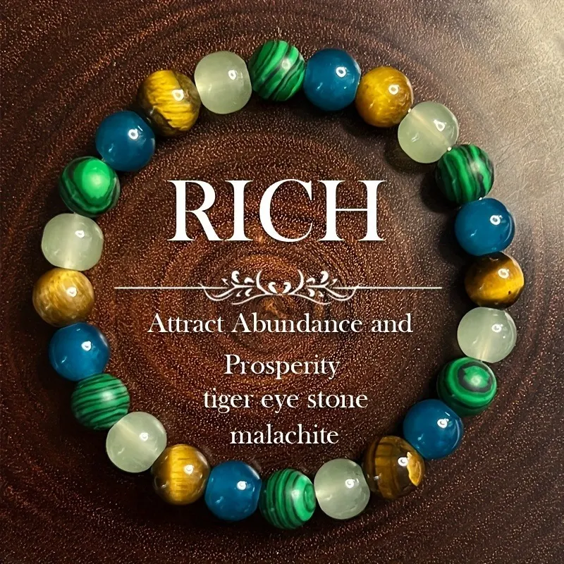 Bracciale Malachite Occhio di Tigre Uomo Donna Gioiello Pietra Naturale Protezione Equilibrio Energetico Unisex