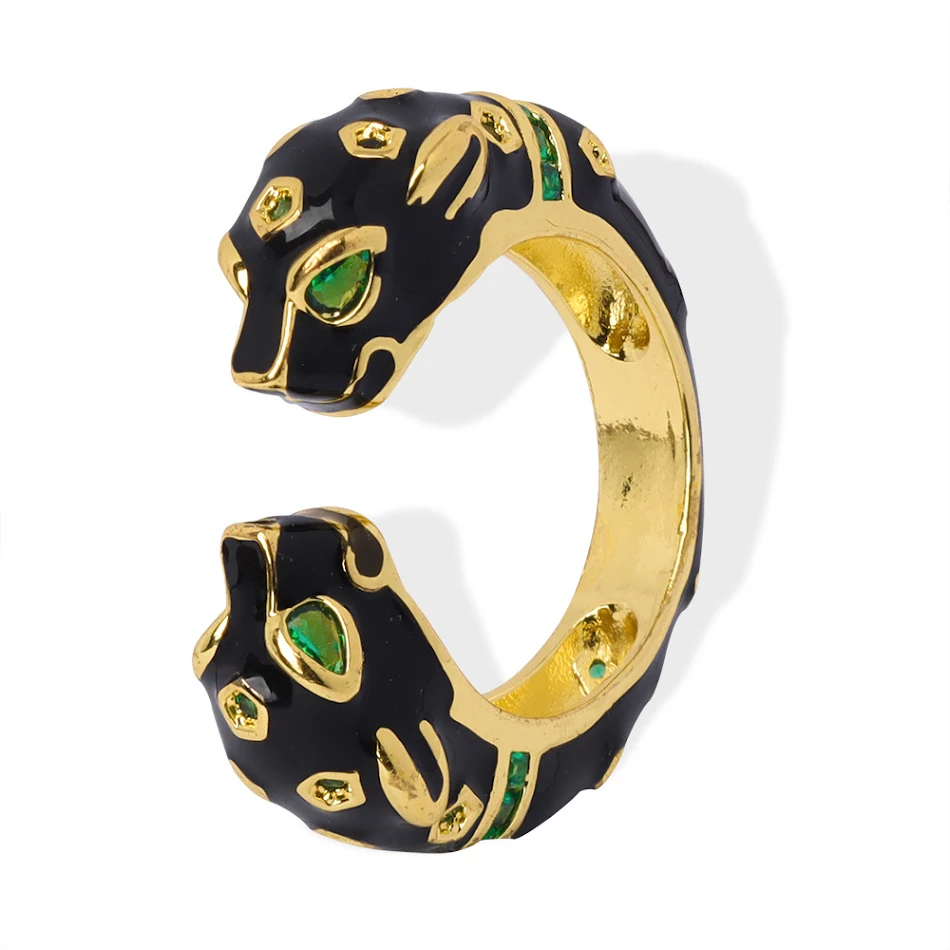 Vrouwenmode ring met gekleurd emaille cheetah-motief Statement sieraad voor een opvallende look Voeg stijl en elegantie toe aan je outfit