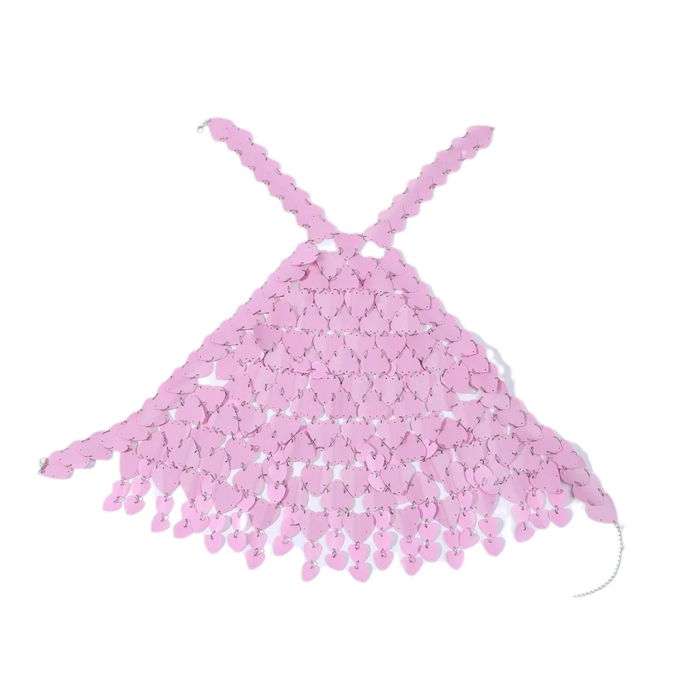 Acryl Paillette Love Quasten Anhänger – Ein funkelnder Hingucker mit Herz, der jedem Outfit eine besondere Note verleiht.