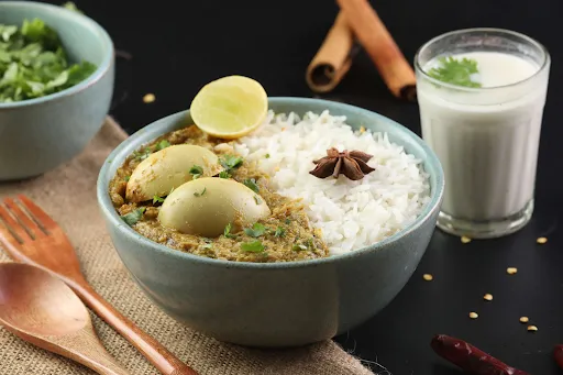 Egg Masala Rice Bowl, Butter Milk (serve 1)