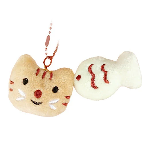 Cartoon Plush Cat Keychain On Backpack Hairy Kawaii Silk Fish Pendant For Women Men Kid Toy Doll Key Chain Bag Car Keyri