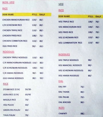 Arambha menu 