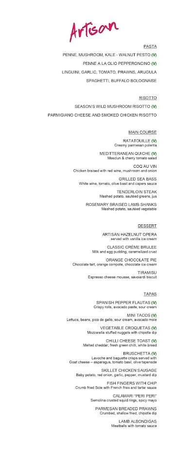 Artisan - Sofitel menu 