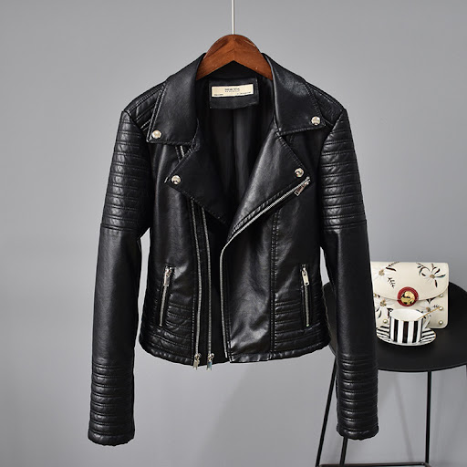 Title 1, Rivet Suit Collar Women Washed PU Leather Jacke...
