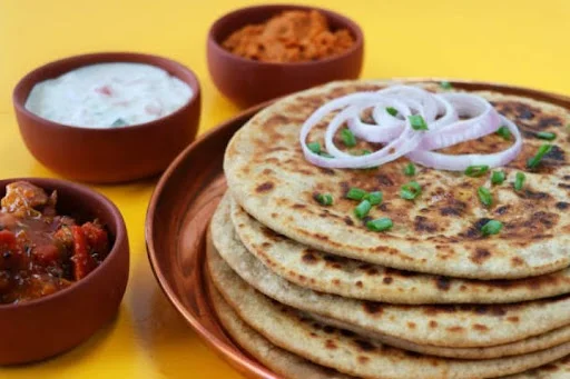 Mix Veg Paratha with Dahi, Butter, Pickle