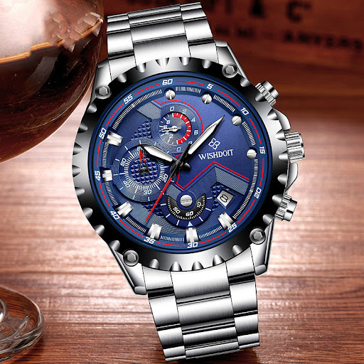 Title 6, Mens quartz wristwatch with stainless steel be...