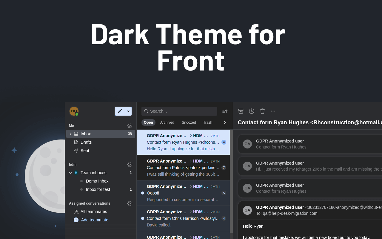 Dark theme for Front App Preview image 3