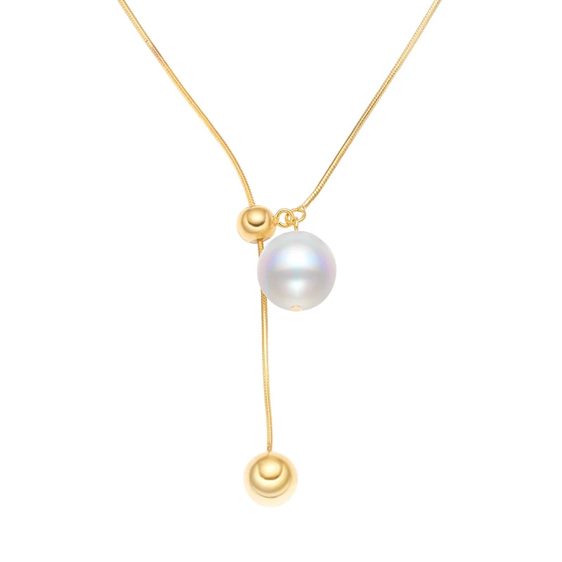 Shell parelketting 925 sterling zilver met verstelbare Y-vorm en bijpassende zilveren armband voor een chique uitstraling.