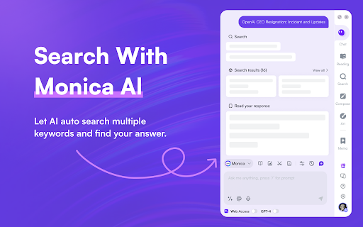 Monica: ChatGPT AI Assistant | DeepSeek, GPT-4o, Claude 3.5, o1 & More