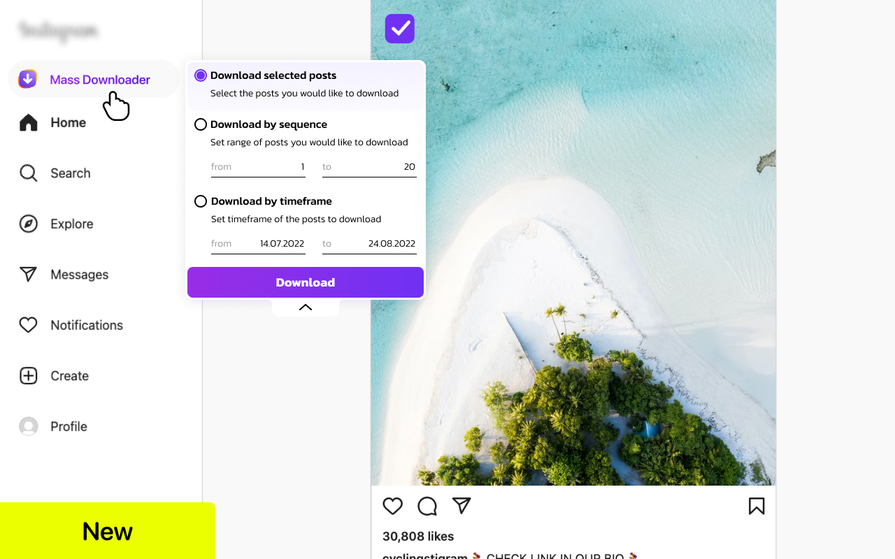 Mass Downloader for Instagram Chrome Extension Image 2