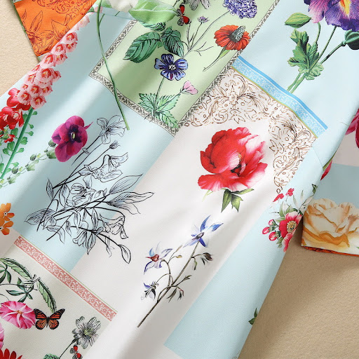 Title 6, Round Neck Short Sleeve Floral Multicolor Print...