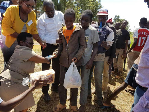 Special Programmes PS Josephta Mukobe (in grey) in Kisumu on Thursday / FAITH MATETE