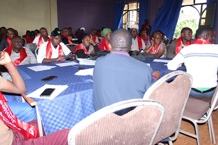 Members of the Jubilee party during a meeting in Murang'a town on December 15, 2023.