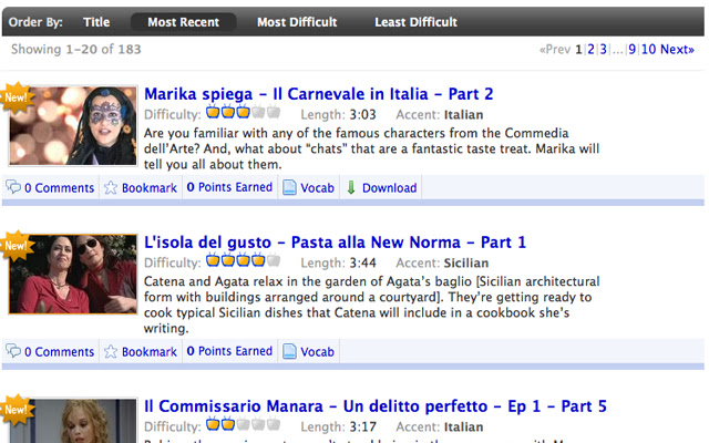 Learn Italian with Yabla chrome extension