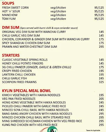 Wanchai By Kylin menu 