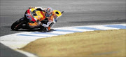 Honda's Casey Stoner on his way to winning the US MotoGP at Laguna Seca in California on Sunday. The victory extended his lead in the World Championship to 20 points Picture: CHAD ZIEMENDORF/GALLO IMAGES