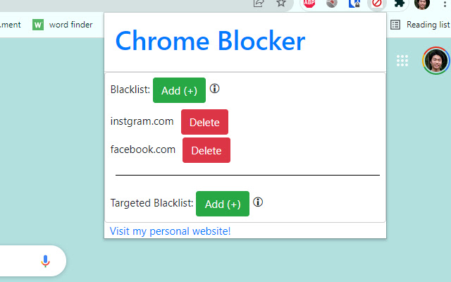 Chrome Website Blocker chrome extension