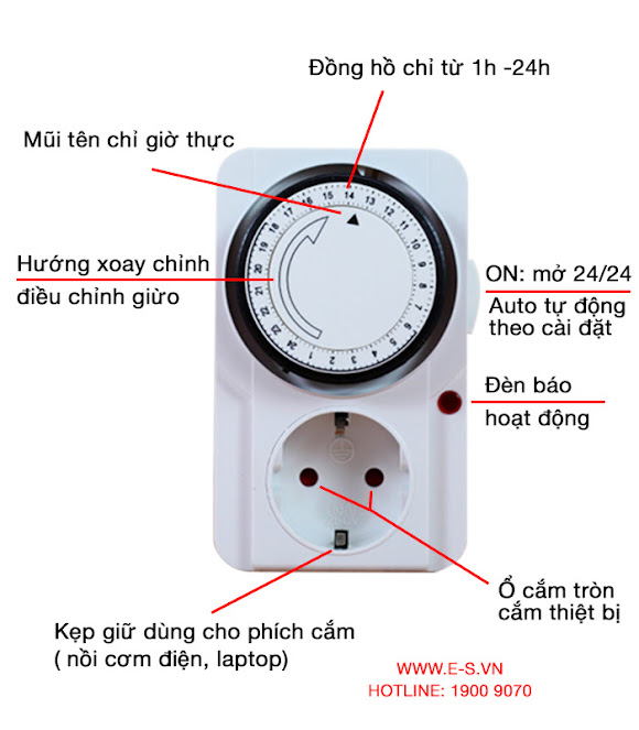 Ổ cắm hẹn giờ cơ ES-18.01