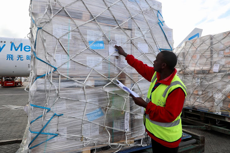 Life-saving emergency supplies land safely in Kenya on a UNICEF charter flight