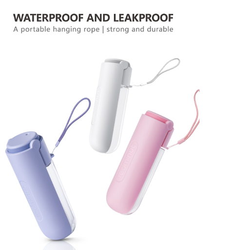 Title 10, Portable pet water bottle with dispenser. Perfe...