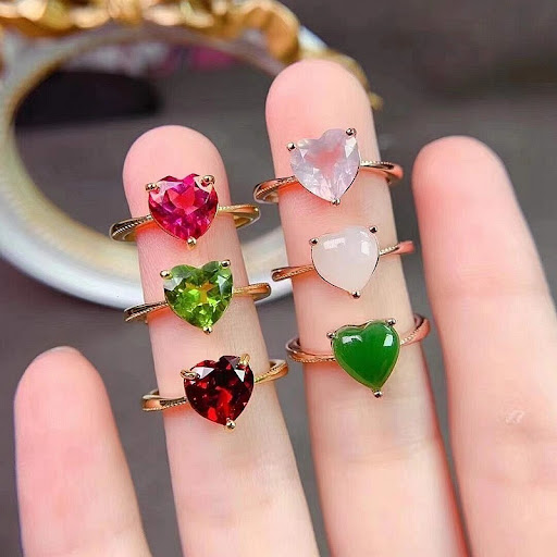 Title 4, Natural Color Jewel Ring 925 Silver Inlaid, a s...