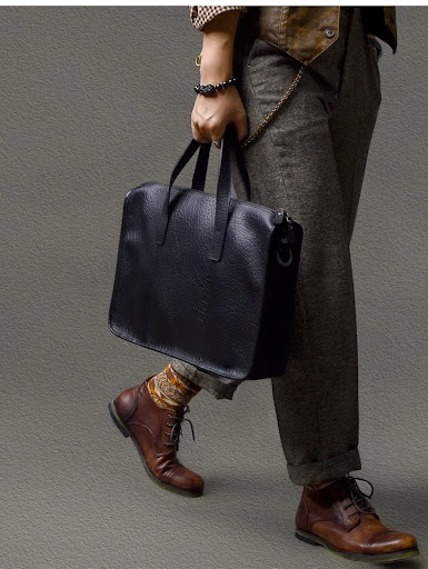 Title 7, Mens Thick Cowhide Commuter Leather Handbag, d...