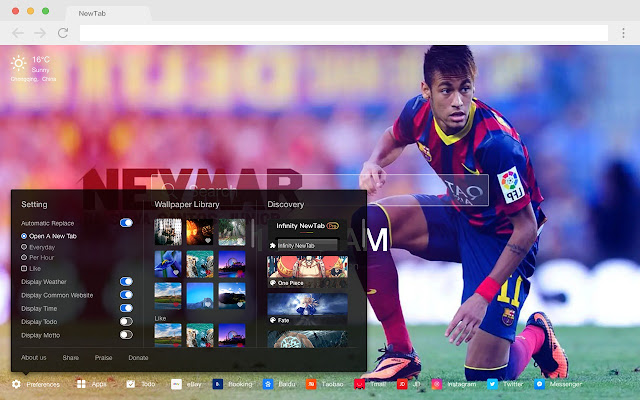 Neymar New Tab Page HD Popular Football Theme