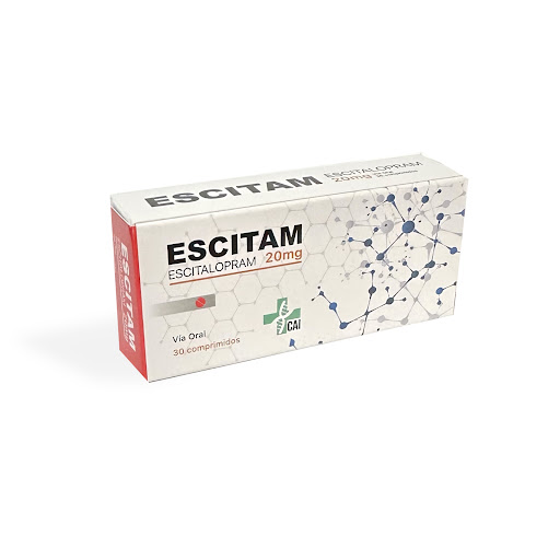 Escitalopram 20 mg Escitam CAI Caja x 30 Comprimidos  - Imagen 1
