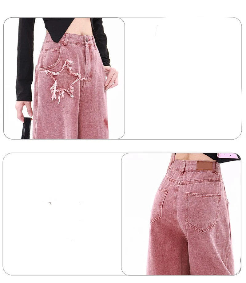 Title 6, Fried Street geborduurde jeans, wijde pijpen. C...