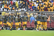 Kaizer Chiefs players pay tribute to Wiseman Meyiwa during the Absa Premiership match between Orlando Pirates and Kaizer Chiefs at FNB Stadium on February 09, 2019 in Johannesburg, South Africa. 