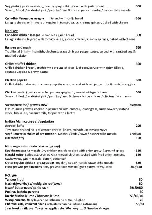 Flip Bar and Kitchen menu 