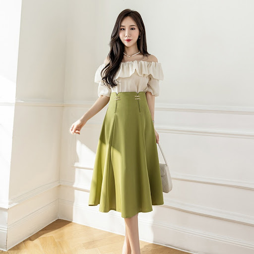 Title 4, Womens mid-length high-waist slim-fit dress. A...