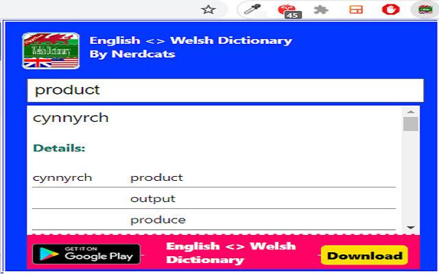 English <> Welsh Dictionary