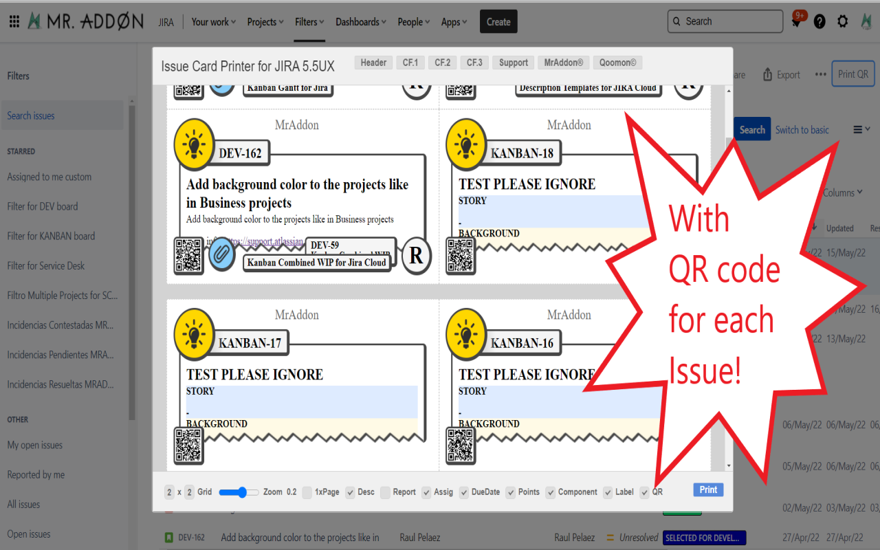 QR Issue Card Printer PRO for JIRA Cloud Preview image 4