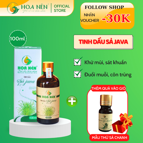 Tinh Dầu Sả Java Nguyên Chất 100Ml - Hoa Nén - Vegan - Đuổi Muỗi, Khử Mùi