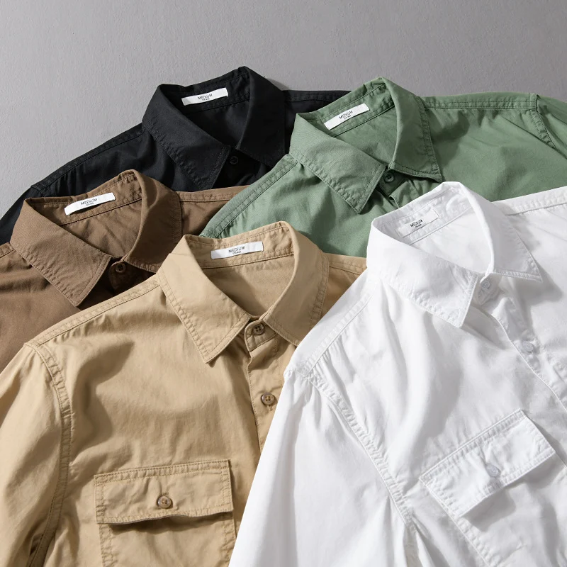Freizeit Cargo Hemd Herren Einfarbig Polokragen Bequem Stilvolles Design Ideal für Freizeit und Alltag Lässiger Look Hoher Tragekomfort
