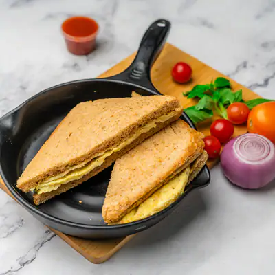 Desi Masala Omelette With 2 Hash Brown & 2 Slice Wheat Bread (non Veg)