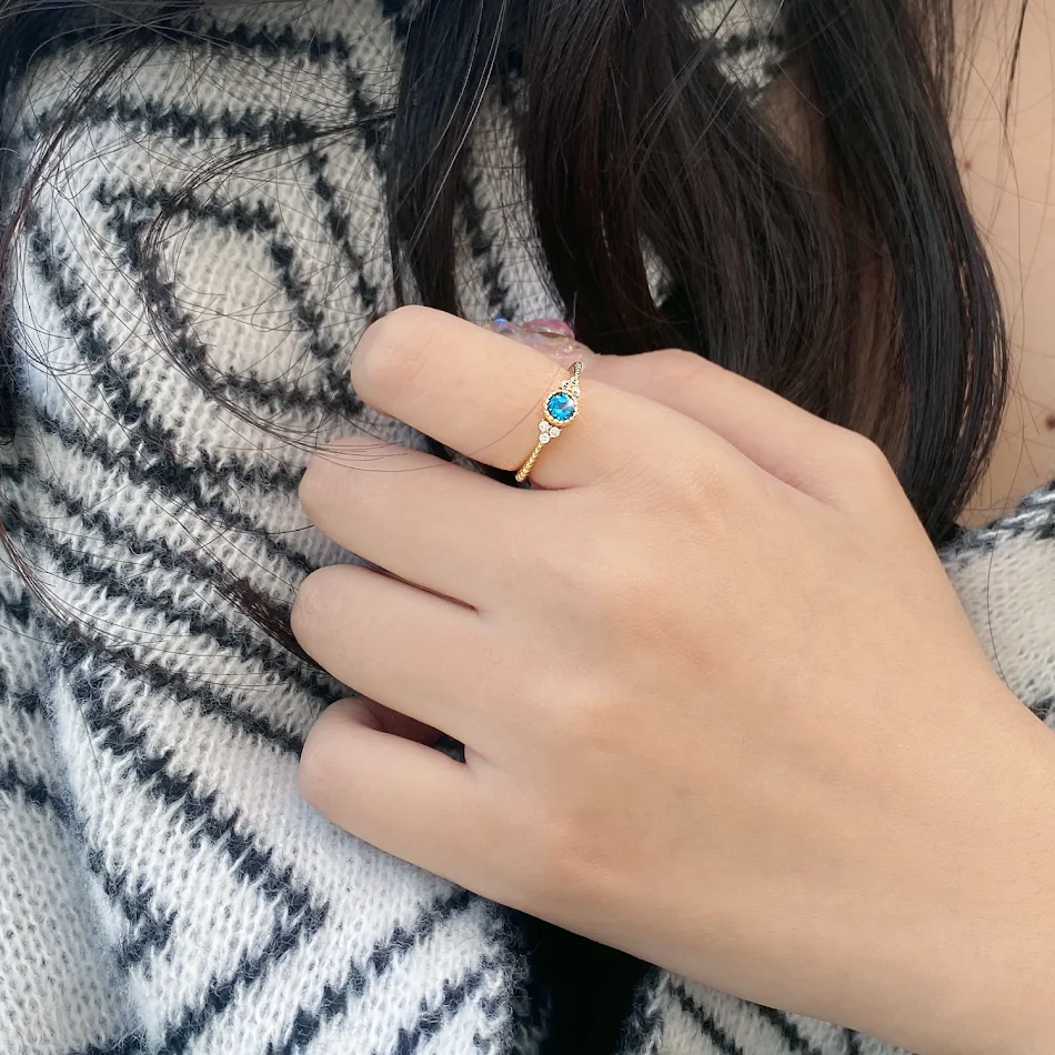 Damesring van S925 sterling zilver met natuurlijke topaas edelsteen, elegante sieraden, perfect cadeau.