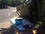 The homeless DUT students slept on the steps of the administration block on the Steve Biko campus in protest.