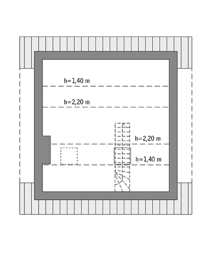 Miarodajny - wariant IX - C333i - Rzut poddasza do indywidualnej adaptacji (20,3 m2 powierzchni użytkowej)