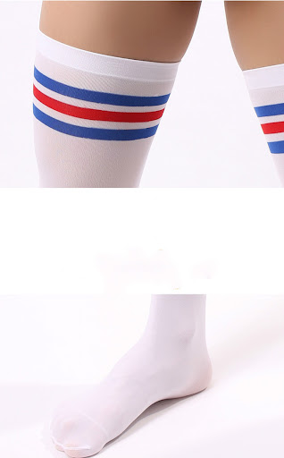 Title 4, Mens Tall Red and Blue Striped Soccer Socks. E...
