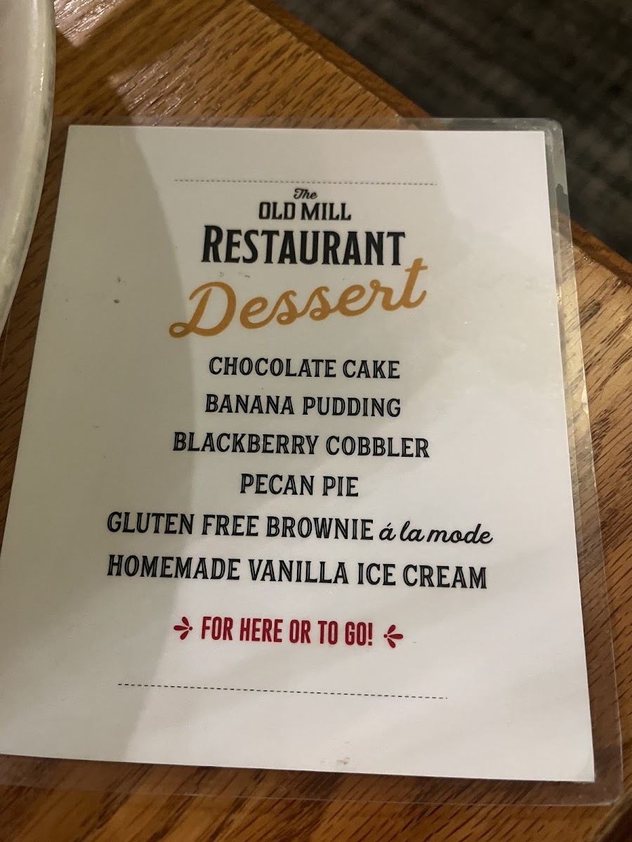 Gluten-Free at The Old Mill Restaurant