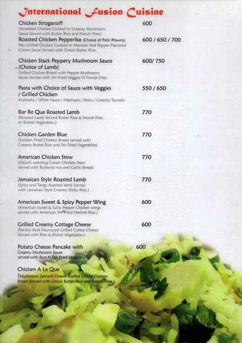 U Tan Sea Resorts menu 