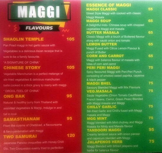 Maggevala - Curly Cravings menu 