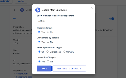 Easy Mute for Google Meet promo image