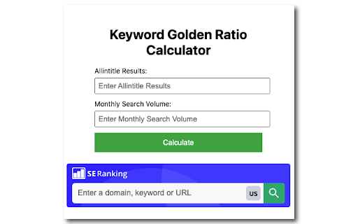 Keyword Golden Ratio Calculator Tool