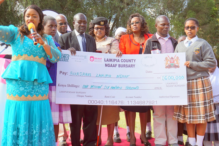 Laikipia Woman Rep Catherin Waruguru during the disbursement of bursaries.