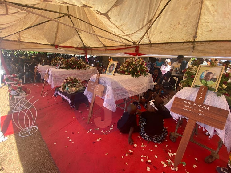 Bodies of the four family members who perished in Shakahola tragedy ahead of the burial on Friday, April 5, 2024